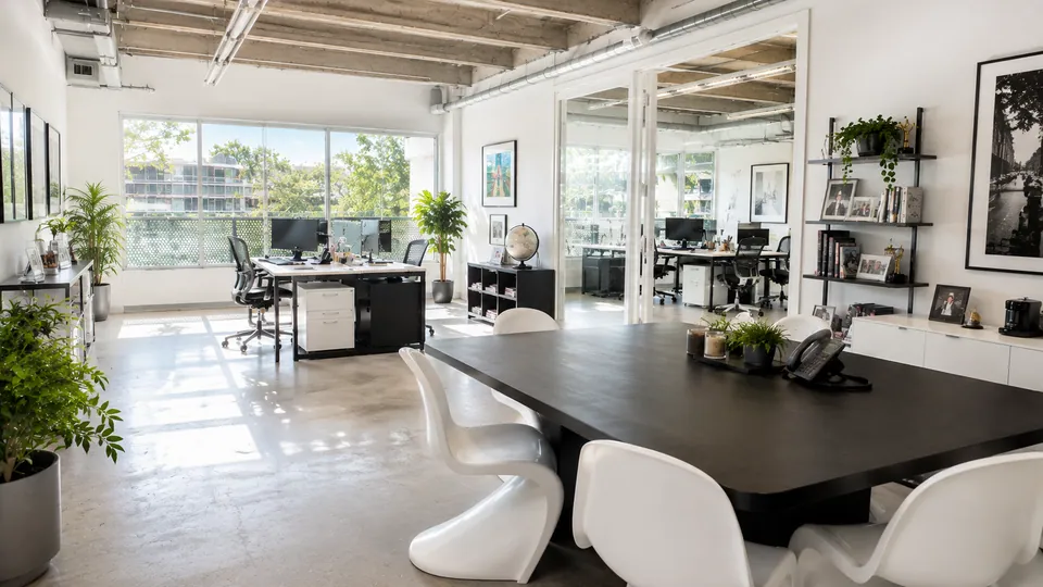 Office workspace after cleaning